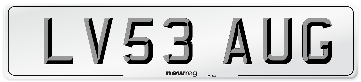 LV53 AUG Number Plate from New Reg